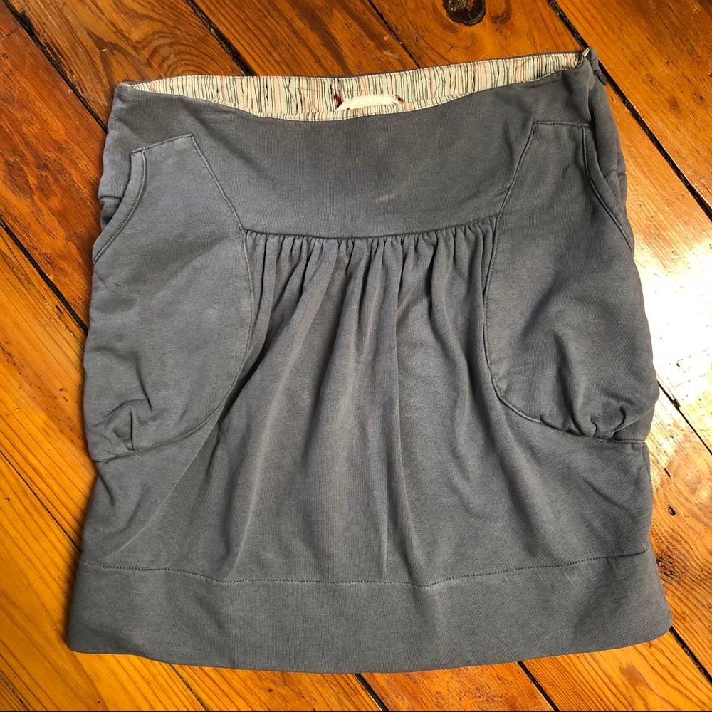Anthropologie Gray blue skirt big pockets size 0
